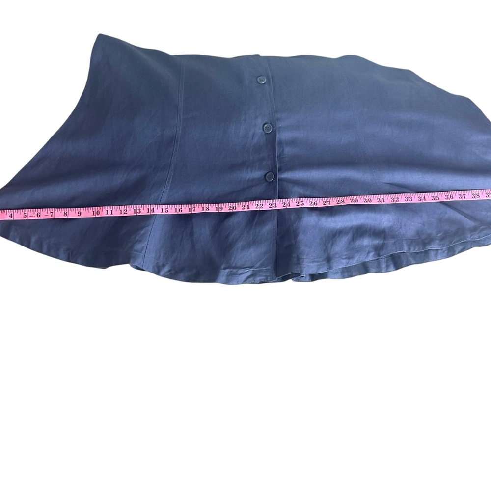 APPRAISAL Navy Blue Button Up Maxi Linen Blend Prarie Lined Skirt Womens Size 14 - Picture 12 of 15